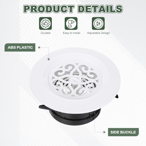 Diffuseur d'air circulaire ABS blanc haute résistance finition louver - 4