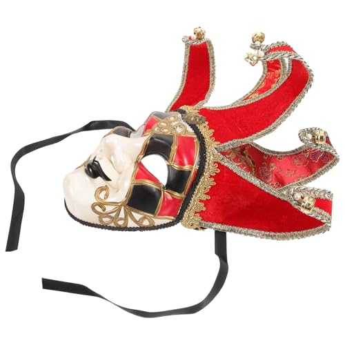 Masque vénitien rouge intégral léger idéal pour costume festif et soirée