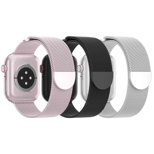Image of 3 Pack Mesh Metal Magnetic Compatible with Apple Watch Bands Women Men