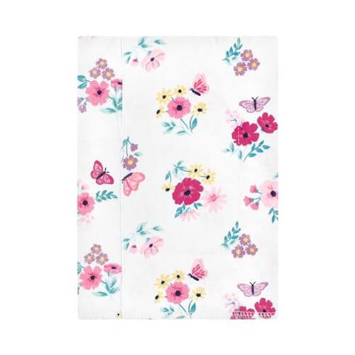 Image of Hudson Baby Unisex Baby Cotton Poly Flannel Burp Cloths, Butterfly Floral 7-Pack, One Size