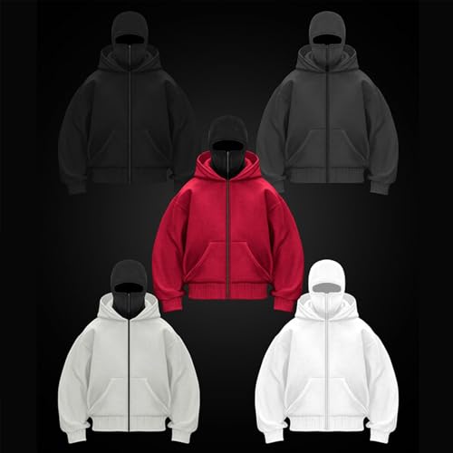 Unisex Balaclava Hoodie-Fashion Zip Up Hoodies Casual Long Sleeve Windproof Athletic Warm Winter Sweatshirt2
