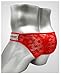 HAVBX Men's Sexy Lace Underwear Low Rise Bugle Pouch Bikini Briefs Sissy Lingerie (US, Alpha, One Size, Regular, Regular, Red)