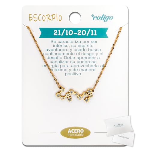cotigo Collar Signo Zodiaco Acero Inoxidable, 12 Collar