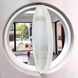 Finestra Rotonda Girevole in Lega di Alluminio, Finestra a oblò in Vetro temperato con Maniglia, Finestra a Battente per Cucina e casa, Bianco, 1,30 cm/11,8 Pollici(White 1,30cm/11.8in)