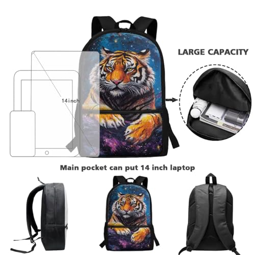Tiger Backpack for Girls 10-12 Lightweight Backpacks for Boys with Lunch Box Cool Boy Backpacks Ages 8-10 Large Capacity 17 inch School Bags for Boys Bookbag Set for Elementary2