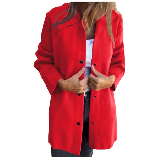 Kubbon Hooded Jacket Women Casual Single Breasted Trench Coats Lapel Neck Long Sleeve Solid Color Fall Winter Jcaket Outwear