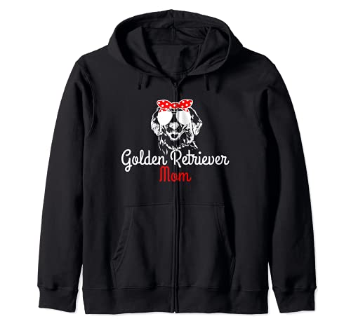 Golden Retriever Mom Vintage Funny Cute Dog Golden Retriever Zip Hoodie, Black, S