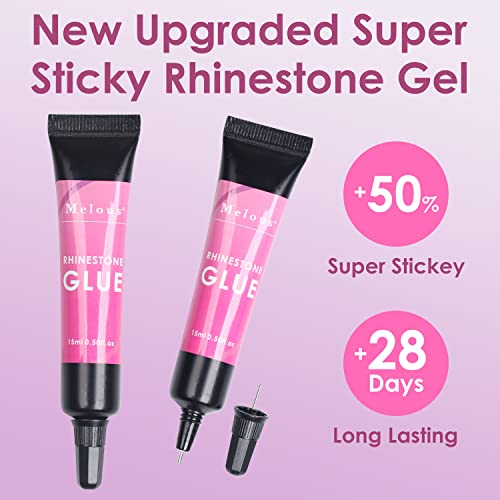 Nail Rhinestone Glue Gel, Melous Nail Gem Glue Nail Art Glue Super Strong Adhesive Gel For Nail Glitter Nail Gems Nail Jewels Nail Crystals Nail Beads Nail Diamonds 3D Nail Charm Sequins #TOP7
