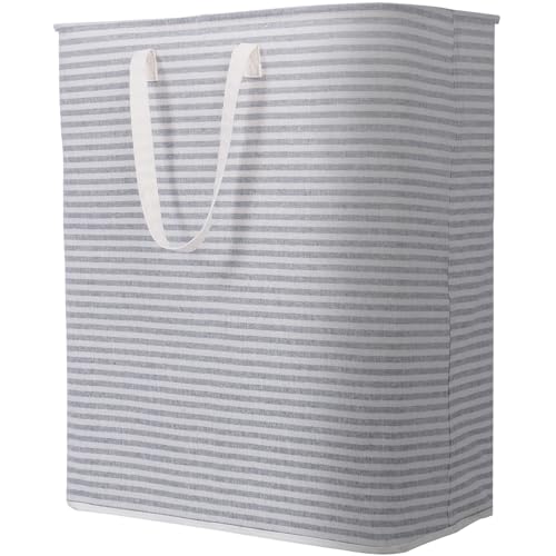 Lifewit Cesta grande plegable para la ropa sucia, impermeable, con asas de fácil transporte para ropa en dormitorio, baño, dormitorio universitario, para adultos, gris, 125 L