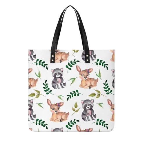 Sac cabas cerf et raton laveur pour femme le grand tote bag de voyage