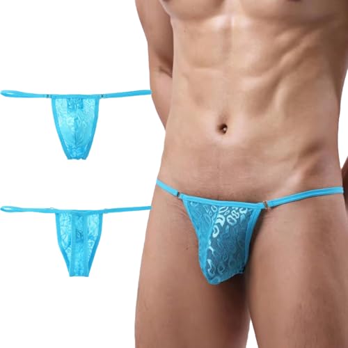 Men's Sexy Panties Underwear Lace T-Back Briefs Breathable Thongs Male G-String Underpants3