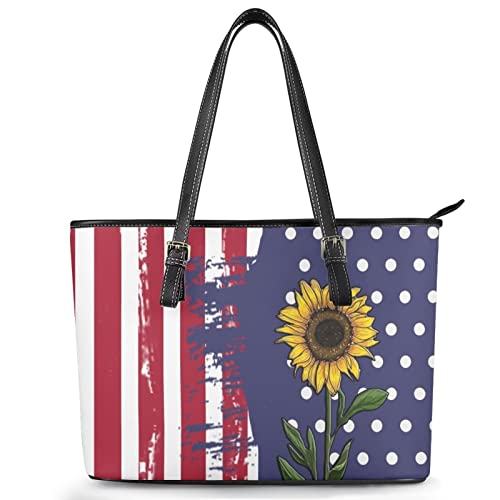 Sac à main en cuir drapeau américain et tournesol taille unique