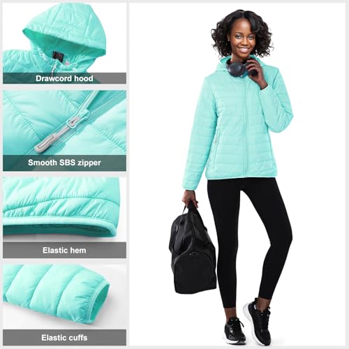 Image of Outdoor Ventures Women's Packable Lightweight Full-Zip Puffer Jacket with Hood Quilted Winter Coat