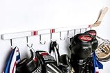 Coat Rack Wall Mount with 10 Hooks on Hardwood Hockey Stick. Fun Clothes Hanger, Fully Assembled, Unique Gift for Sports Fans. Mount on Wall or Door in Mudroom, Entryway, Kids Bedroom. Color: Red