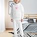Youth 2Pcs Sweatsuit Hooded Pullover T𝐫acksuit Kids Boys Girls Sweatshirts Pants Outfits Fashion (White, 2-3 Years)