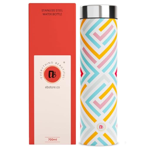 Image of EB-Everything Beautiful 750ml Stainless Steel Cute Water Bottle for School Kids Office Gym Travel Stylish Lightweight Leakproof bottle for Boys Girls Men Women (Modern Art)