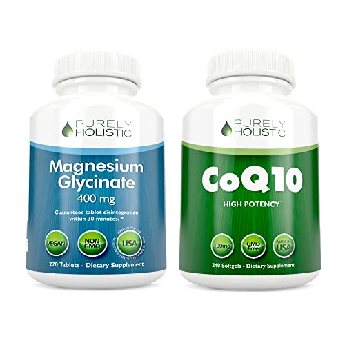 Magnesium Glycinate 400Mg + Coq10 100Mg With Organic Olive Oil Bundle - 270 Tablets & 240 Softgels #TOP25