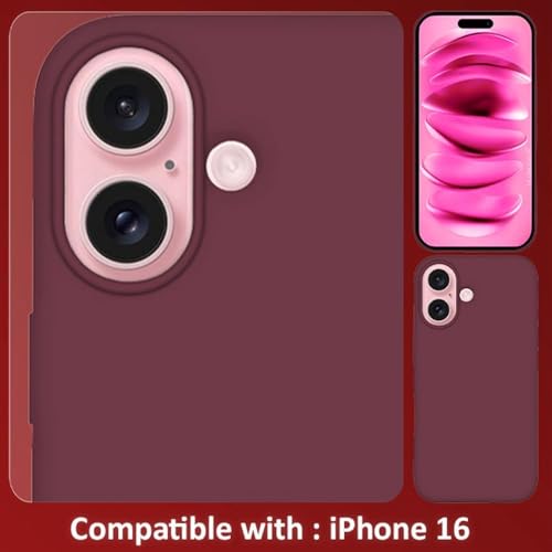 Image of Back Cover Compatible with iPhone 17 Case (6.3) Soft Touch Slim Liquid Silicone Full Protection Shock Proof Back Cover for iPhone 17 (SC Wine)