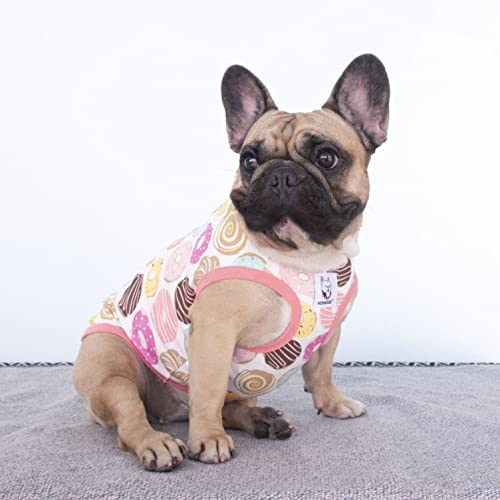 Ichoue French Bulldog Cartoon T Shirts Cute Clothes For Medium Dogs Vest Tank Tops Frenchie Pug English Boston Terrier Pitbull Donuts - M #TOP2