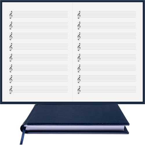 Müzik Nota Defteri; (Sol Anahtarlı, Sol Kesik Çizgili)% 100 El Yapımı, El Dikişi, (İplik Dikiş) Termo Deri A/5, Lacivert