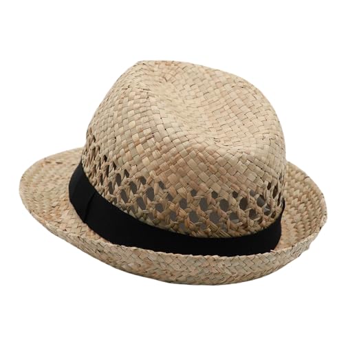 Strohhut Herren Panama Hut Damen Fedora Sommerhut Sonnenhut Safari Hut Sonnenschutz Strandhut (DE/NL/SE/PL, Alphanumerisch, M, Natur 02)