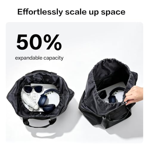 EKOROMIER Sac de voyage pour femme - Sac de bagage à main pliable et extensible - Grand sac de sport pour femme - Pour voyage, travail, école, Noir , M – vue 6