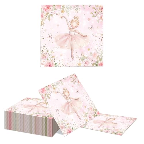 Kotkiddy 40 Rosa Ballerina Serviettes Fille Ballet Anniversaire Baby Shower Mariage Serviettes en...