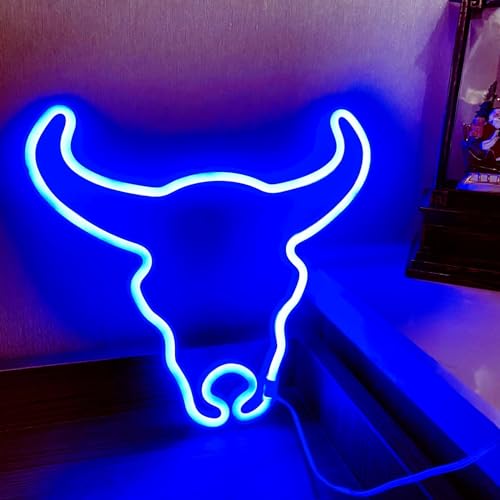 Image of Cow Neon Sign Led Cute Western Cowboy Light up Sign for Wall Bedroom Dorm Bar Counter Party Indian Decor,LED Neon Night Lights Battery and USB Powered,Neon Lights Cow Gifts for Kids