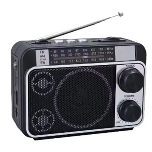 IJSDNVJNDX Radio FM Am SW con Carga Solar, Receptor de Radio, Altavoz Inalámbrico Bluetooth con Linterna LED, Compatible con Tarjeta TF y USB.