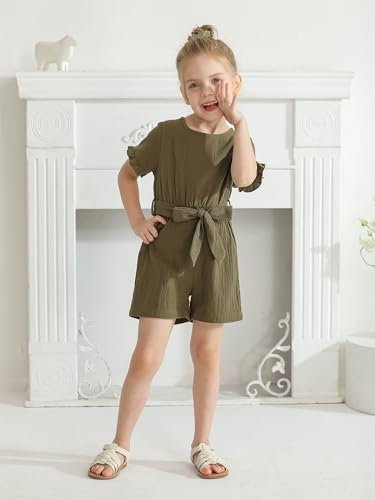 Eghunooy Toddler Girl Clothes Summer Baby Girls Casual Solid Color One-Piece Romper Jumpsuit2