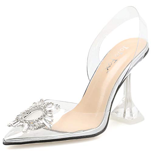 SaraIris Women s Clear High Heel Sandals Slip On Pointed Toe Slipper Transparent PVC Sexy Crystal Heeled Sandals Wedding Party Dress Pumps Shoes