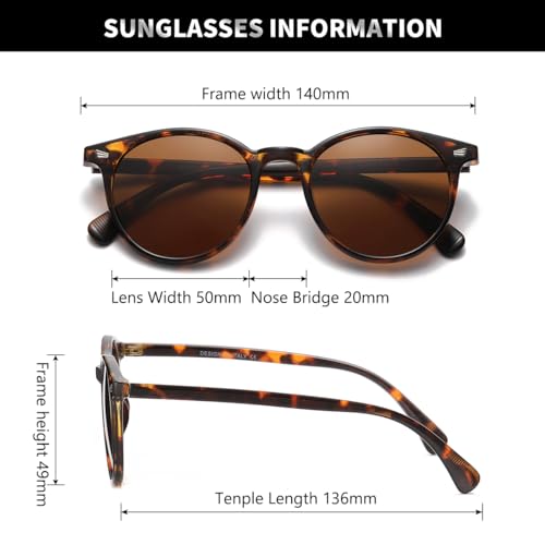 DHSHINE Polarized Small Round Classic Sunglasses for Women Vintage Style UV400 Protection(3 Pack) 6