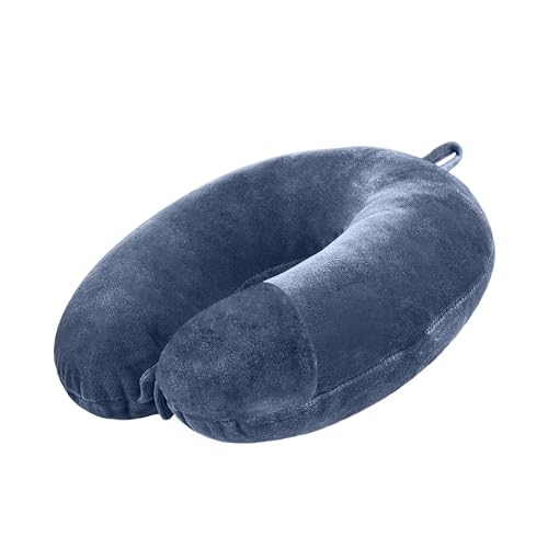 Image of U-SShaped Neck Pillow Soft Fiber Filled Travel Cushion with Snap Button, Comfortable Fabric, Neck Support for Flight, Bus, Car, Neck Pillow for Pain Relief (Grey)