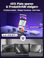 JSAUX FlipGo Pro 16" Dual Laptop Screen Extender, 2.5K Triple Portable Laptop Bildschirm Monitor Erweiterung, Faltbarer Tragbarer Monitor Erweiterung Kompatibel Mit Windows/macOS, DisplayLink, HiDPI – Ansicht 6