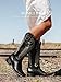 RONILURN Women Cowgirl Boots Cowboy Boots Mid Calf Western Low Chunky Heel Classic Embroidery Fashion Pull Up Square Toe for Dressing Party Concert