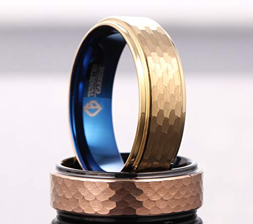Love Beauties 8Mm Tungsten Titanium Rings Mens Wedding Band Double Color Wedding Ring Engagement Band Ring Gold-Like Yellow Tungsten Titanium Band (12) #TOP1