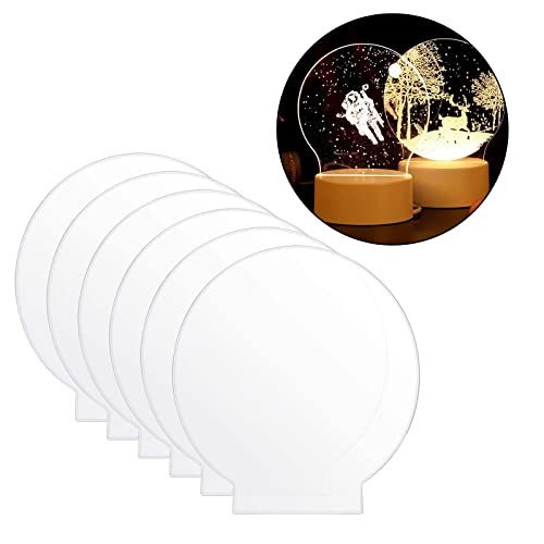 Jojomis 6Pcs Acrylic Sheets For Light Base, Clear Cast Plastic Glass Board, 0.08"(2Mm) Thick Plastic Glass Panel For Led Light Base, Sign, Diy Display Project - Round #TOP3