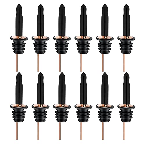Image of Pafusen 12 Pack Liquor Bottle Pourers, Liquor Pour Spout for Liquor Bottles, Stainless Steel Olive oil Dispenser Spout, Alcohol Pourer Dust Caps Long Covers, Rose Gold