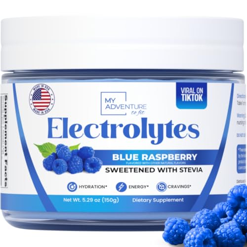 Zero Sugar - Blue Raspberry Electrolytes Powder - Refreshing Hydration - Caffeine Free Energy - All Natural Ingredients - Vegan Keto and Paleo - Sugar Free Electrolyte Powder Drink Mix - 37 Servings