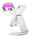 [2 Pack] OMOTON Cell Phone Stand, Aluminum Desktop Phone Holder Cradle Office Supplies Decor for 13 12 11 Pro Max, Mini XR XS SE, iPad Mini and Android Phones (Silver + Rose Gold)