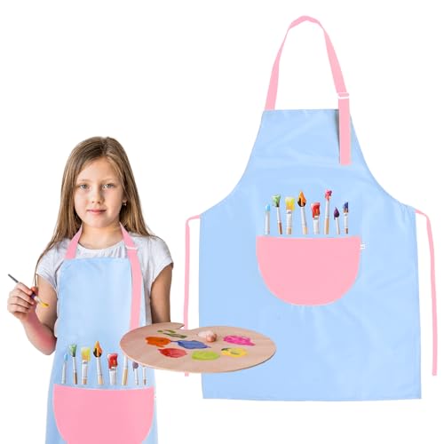 1 Pack Children's Apron, Adjustable Waterproof Kids Art Apron with Pockets, Kids...
