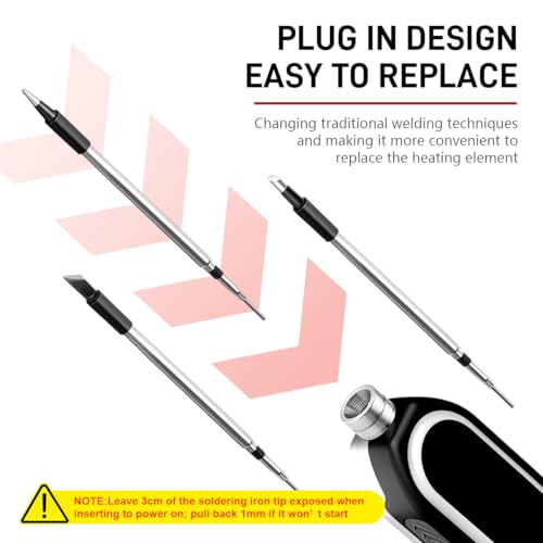 Image of Serplex USB Cordless Soldering Iron Kit, 1400mAh Soldering Iron Pen with 3 Interchangeable Heads, 350-450 C Adjustable Temperature with LCD Display, Fast Heat, for Home Appliance Repair, DIY Crafts