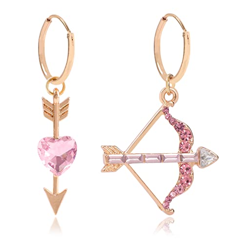 Pink Bow Arrow Earrings, Asymmetrical Bow Earrings, Pink Cupid Bow Earrings For Women Girls #TOP6