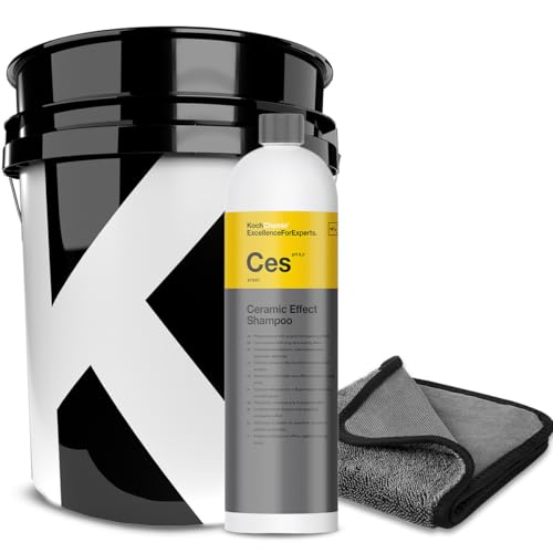 wortek Set pour Koch Chemie Kit de lavage de voiture avec shampoing à effet céramique avec chiffon sec et seau