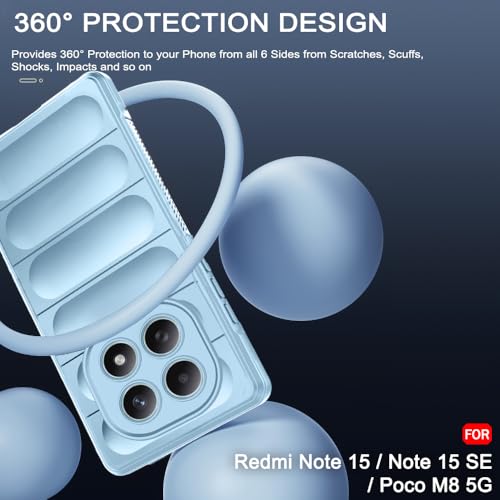 Image of TheGiftKart Liquid Silicon Back Cover Case for Mi Redmi Note 15 / Note 15 SE /Poco M8 5G | Shockproof Military Grade Protection | Micro-Fibre Cloth On Inner Side | Anti-Slip Grip Cover (TPU, Blue)