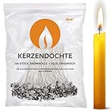 Kerzendochte 15cm 100er-Pack, 100% Organisch aus Baumwolle und Sojawachs - Inklusive Zentriervorrichtung - Kerzendocht, Dochte für Kerzen gießen