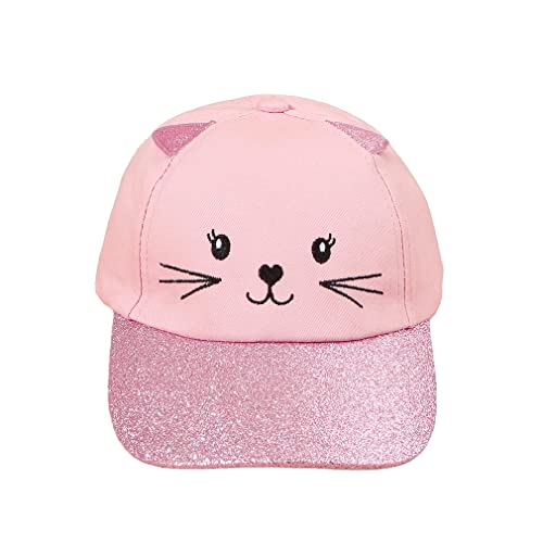 D.O.T Kids Cat Ear Baseball Cap Girls Cute Kitty Adjustable Snapback Trucker Hat for Summer Sport Travel Hiking 2-15Y