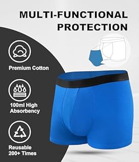 FORVEVO Incontinence Pants for Men,Cotton Incontinence Boxer Shorts with 100 ml Absorbency, Washable Reusable Leakproof Boxer Underpants,Underwear Trunks 5 Pack(Multicolor02,L)