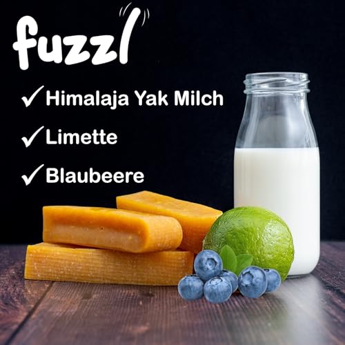 Fuzzl Premium Yak Kaukäse für Hunde, 2 Stück 140g, Blaubeere Geschmack, Natürliche Hundeleckerli aus Himalaya Yakmilch