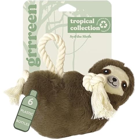 GRRREEN Tropical Collection Dog Toys | Jumbo Sized Syd The Sloth | Cute, Durable, & Sustainable Plush Chew Toys for Dogs | Made from Eco Friendly & Recycled Materials | Go Green! Cover